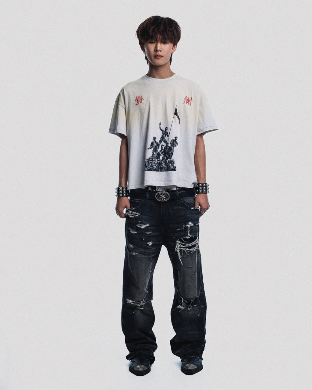 S.L.J WASHED WHITE TEE