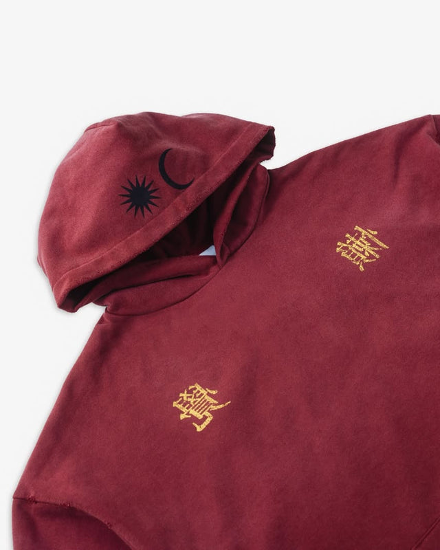 S.L.J WASHED WINE HOODIE